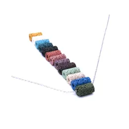 Pendant Necklaces Colorf Cylinder Pink Blue Green Black Brown Lava Stone Aromatherapy Essential Oil Per Diffuser Necklace Collar Jew Dhsua