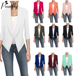 Damenanzüge Blazer PEONFLY Große Größe Schlanke Frauen Blazer Mode Frühjahr Jacke Weibliche Arbeit Büro Solide Tasche Kerb Blazer Feminino Mantel 5XL 230220