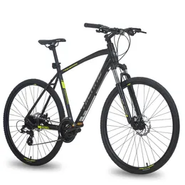 Hiland 700C Hybrid Bicycle Aluminium 24 Hastigheter med l￥sningsgaffel Gaffel Bromsstads pendlare Komfortcykel