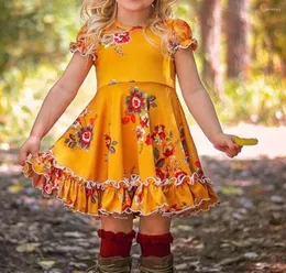 Girl Dresses LAPA 1 To 6 Years Baby Girls Summer Short Sleeve Midi Dress Kids Casual Cute Clothing