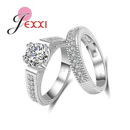 Band Rings Fashion 925 Sterling Silver Couple Rings Quality Cubic Zirconia Women Engagement Rings Fast Wedding Jewelry 230217