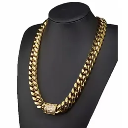 2023 Chain 8/10/21/14/16/18ming jóias da moda da moda 316L Aço inoxidável cor de ouro Miami Cuba Bend Chain Chain Colar para homens e mulheres 7-40 "Chain
