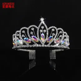 Tiaras ainameisi Luxury Crystal Bridal Tiaras Princess Crowns Queen Pageant Prom Gold Rhinestone Women Wedding Hair Accessory Z0220