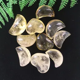 Dekorativa figurer 1 kg Natural Crystal Citrine Moon Heart Model Polished Healing Stone Reiki Spiritual Energy for Home Decoration DIY