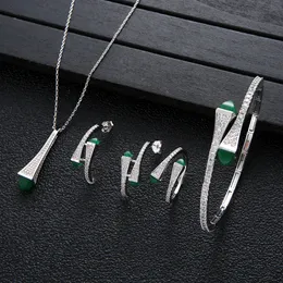 Hochzeits-Schmuck-Sets, berühmte Marke, 4-teilig, Wassertropfen-Schmuck-Sets für Frauen, Hochzeit, Party, kubischer Zirkon, hochwertiges Handwerk, Dubai-Brautschmuck-Set 230217