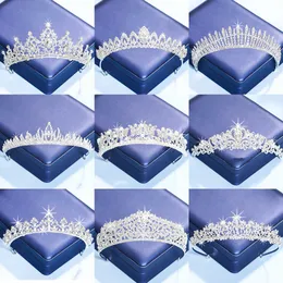 Tiaras Silver Color Crystal Rhinestone Crown 및 Tiara Bridal Wedding Hair Accessories Womending Accessories Bridal Tiara Crown Z0220