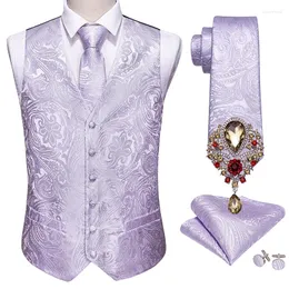 Coletes masculinos designer de casamento masculino colete de casamento clássico clássico roxo Paisley Jacquard Folral Silk Caleat Butterfly Conjunto Barry.wang