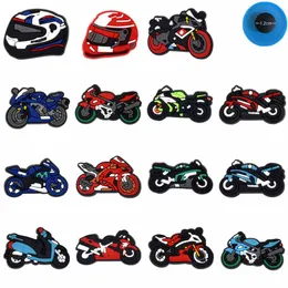 30PCS Cartoon Mode Motorrad Icon PVC Weiche Croc Charms Für Jungen Party Geschenke Cool Graden Schuh Zubehör DIY Armband decor Großhandel