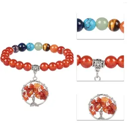 Strand Tumbeelluwa 7 Chakra Stone Breads Bracelet Tree of Life Charms for Bracelets Yoga Meditation Wrap Women Women Jewelry