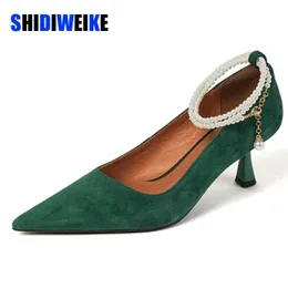 SDWK Sandali Verdi Donne Scarpe Tacchi Alti Retro Punta A Punta Pompe Sexy Nuovo di Zecca Estate Tacchi a Spillo da Sposa Zapatos 0220