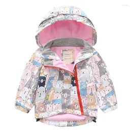 Jackets Style Spring Autumn Child Kid Clothes Baby Girls Cartoon Double-Deck Windproof Waterproof Outwear Inner Polar Fleece