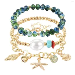 Strand Boho Bracciali Accessori da polso per ragazze 3 strati Impilati Regalo di compleanno abbinato Involucro da donna Ly