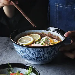 Miski Nowoczesne i proste faliste podkładka ceramiczna Ramen zupa zupa japońska zastawa stołowa domowa kreatywna osobowość LX122601