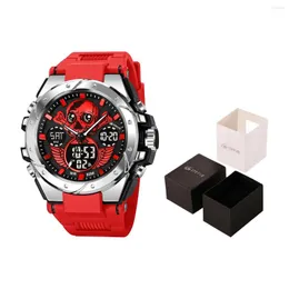 腕時計のメンズウォッチファッションスカルデザインデジタルアナログデュアルディスプレイウォッチカレンダーウィーク多機能S8008