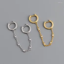 أقراط طوق Enosola 925 Sterling Silver Cupan Rink Chain Crystal Zircon Double for Women Piercing Encing Jewelry Pendientes