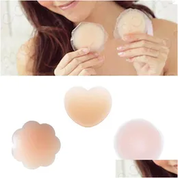 Breast Pad Reusable Round Shape Sile Petal Pasties Adhesive Nipple Er Pads Y Invisible Bra Shaper Sticker Tape Drop Delivery Health Dhabj