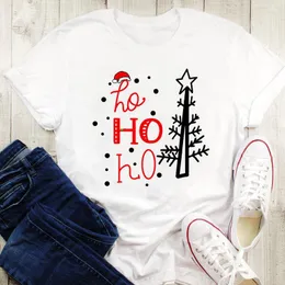 T-shirt da donna Camicia a maniche corte femminile T-shirt Lettere Neve Inverno Albero Carino Donna Grafica Buon Natale T-shirt Abbigliamento Stampa Top