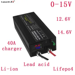 Caricatore LifePO4 da 12 V 40A Caricatore a batteria al litio veloce 14,6 V 12,6 V Adattatore di alimentazione 2S 3S 4S Caricatore di corrente di tensione regolabile