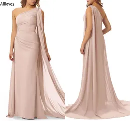 라이트 핑크 쉬폰 랩 여름 여름 컨트리 컨트리 웨딩 게스트 파티 가운 바닥 길이의 긴 하녀 명예 드레스 플러스 크기 CL1875