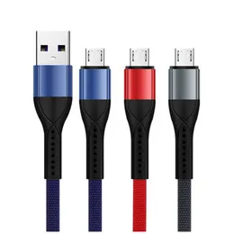 1M 3FT Metal Flat Noodle Micro Type c USB Cables 3A fast Charging cable for samsung s6 s7 edge s8 S10 S20 note 8 htc android phone