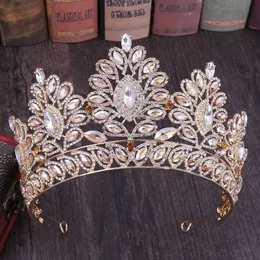 Tiaras Big Barok Kristal Tiaras Düğün Taç Gelinler Kadın Saç Aksesuarları Başlıkları Prenses Pageant Couronne Mariage Forseven Z0220
