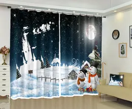 Perde Drapes Babson Snowman In Snow Diy PO Noel gölgeleme kişiselleştirilmiş 3D dijital baskı