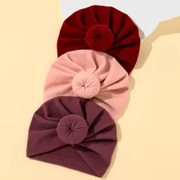 Kapaklar Şapkalar 3pcs Butik Sahte Kaşmir Bebek Şapkası Sıcak Sonbahar Kış Beanies Katı Knot Bonnet Bebek Erkek Kızlar Türban Headwraps 230220