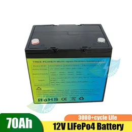 12.8V 12V 70AH LIFEPO4 배터리 팩 BMS LED 손전등 5V USB 포트 모터 태양 광 골프카 UPS 배터리