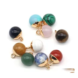 Charms Delicate Round Natural Stone Ball Chakra Teardrop Formh￤nge