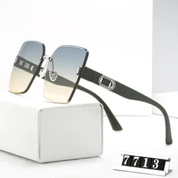 Óculos de sol sem aro para mulheres para mulheres metal gradiente cinza tons designers de óculos de sol UV400 com óculos de caixa 2023