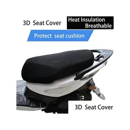 Motorcycle Cover Seat Er 3D Honeycomb Sunsn Heat Insation Seats Spacer Mesh Fabric Breathable Antislip Cushion For Scooter Moped Dro Dhrno