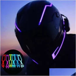 Motorcykelhjälmar Hjälm LED Cold Light Flashing Reflective Luminous Sticker Strip Modified Waterproof Decoration Supplies Drop Del Dhniw