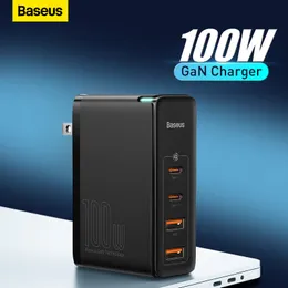 携帯電話充電器baseus gan充電器100W USBタイプC PD高速充電付き高速充電器4.0 3.0 MacBookラップトップスマートフォン230220用USB電話充電器