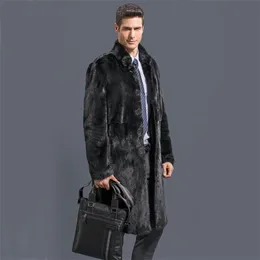Herrjackor mode man marten sammet mink överrock ytterkläder män svart faux päls kappa vinter varmt tjocklek 230217