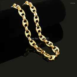 Choker . Gold Color Necklace Fashion Men Jewelry 55cm 11MM Thick Link Chain Collar Lobster