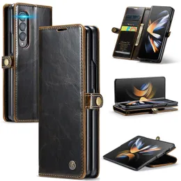 Capas de telefone luxuosas para Samsung Galaxy Z Fold 5 4 Z Flip 5 4 3 5G Carteira de couro magnético CaseMe 003