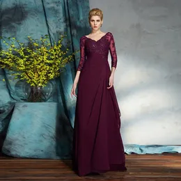 Lässige Kleider Pailletten und Chiffon Mutter der Braut A-Linie Elegantes Abendhochzeitsfestkleid für Frau mit Ärmeln Reißverschluss hinten Vestido 230221