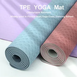 Yoga Mats TPE Yoga Mat 183 CM Length 6/8mm Thickness Non Slip Carpet For Beginner Environmental Fitness Gymnastics Exercise Pads Mat 230221