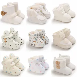 Första vandrare baby Autumn Winter Boots Baby Girl Boys Winter Warm Shoes Solid Fashion Toddler Fuzzy Balls First Walkers Kid Shoes 0-18m 230220