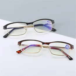 Okulary przeciwsłoneczne kobiety mężczyźni antyi-UV niebieskie promienie czytanie okularów przenośna metalowa pół ramy presbyopia okulary daleki wzrok 1.0- 4.0 Sunglasses