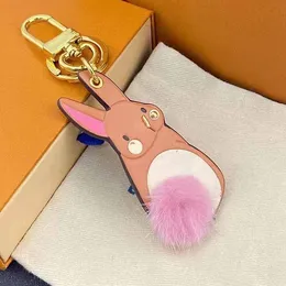 2023 New designer keychain rabbit plush cute ladies' bag pendant men's car key high-grade creative pendant gift