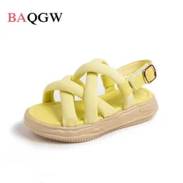 Sandalen Weave Design Sommer Mode Mädchen Sandalen Kreuz Schnalle Durchbrochene Einfarbig Kinder Sandalen Atmungsaktive Casual Kind Schuhe R230220