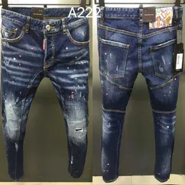 A222 Personalisierte Paint Dot Stitching Herren Denim-Hose Second Square Grinding Weiße kleine Jeans mit geradem Bein Trend76eb