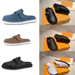 Designer Slippers aconchegante e confort￡vel Comforto Sand￡lias Moda Calfskin Sandal Mulheres Menina Mulpador Slides Classic Summer Beach Mules Slide