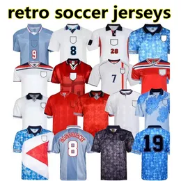 Retro Jerseys 1982 1986 1998 2002 Shearer Soccer Jersey 1989 1990 England Gerrard Scholes Owen 1994 Heskey 1996 Gascoigne Vintage Neville Football Shirt S-XXL