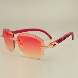 Brillenfassungen 8300715 Sonnenbrille mit aus Holz geschnitzten Bügeln und geschliffener Linse 58-18-135 mm