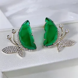 dangle earrings bilincolorファッショングリーンバタフライイヤリング