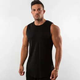 Męskie topy zbiorników solidny kolor kulturystyka męska siłownia fitness bawełniana koszula bez rękaw
