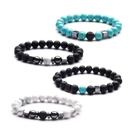 Braccialetti con ciondoli Bracciale da uomo moda Perline turchesi Buddha Pietra lavica Perline Stretch Gioielli da donna Regalo Consegna di goccia Dhpdt