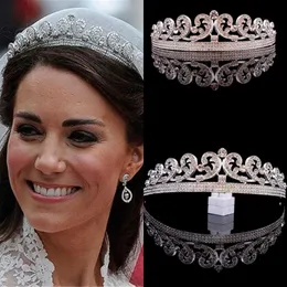 Tiaras Baroque Princess Diana William Kate Bridal Crown Tiaras Boutique Rhinestone Diadem Veil Tiara Headbands Wedding Hair Accessories Z0220